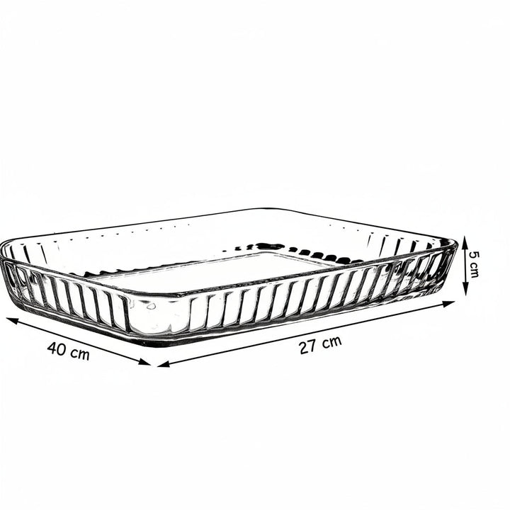 Paşabahçe Borcam – Rektangulær ovnfast fad (40 × 27 cm) - Løven Home