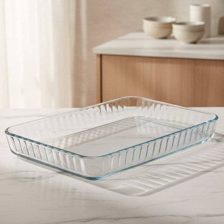 Paşabahçe Borcam – Rektangulær ovnfast fad (40 × 27 cm) - Løven Home