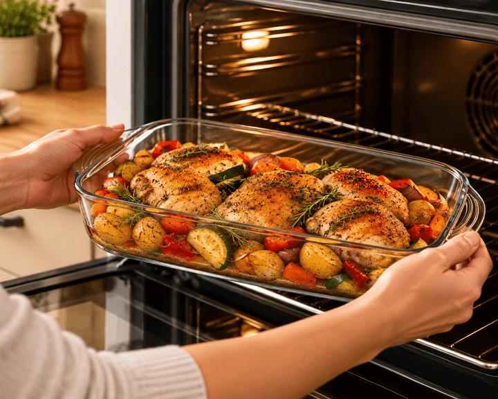 Pasabahce Borcam - Rektangulært ildfast fad m/låg - 40 x 25 cm | Glas | Grå - Løven Home