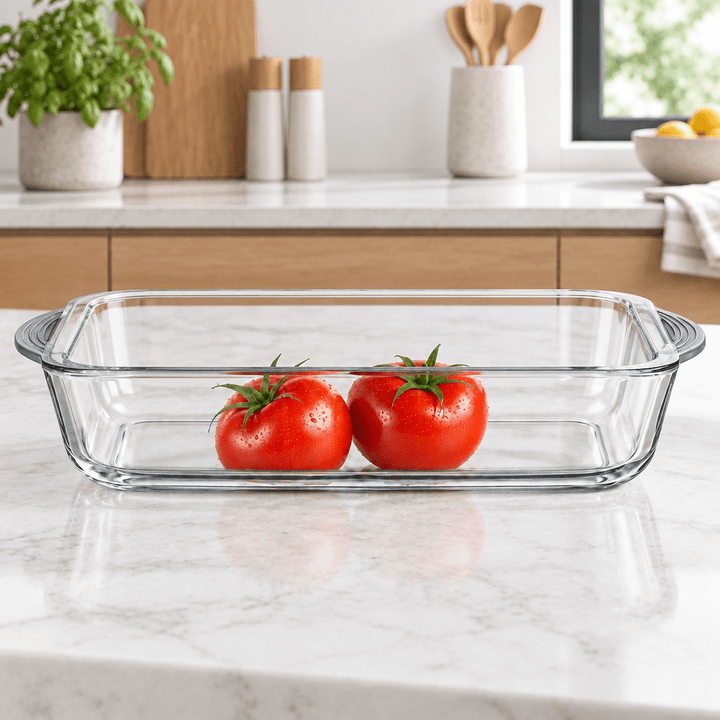 Pasabahce Borcam - Rektangulært ildfast fad m/låg - 40 x 25 cm | Glas | Grå - Løven Home