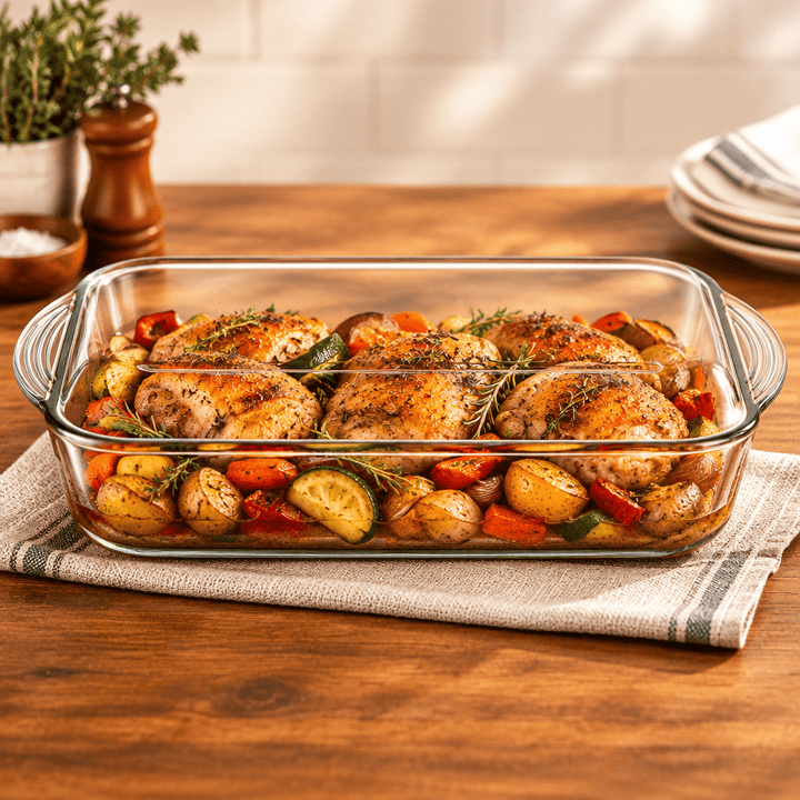 Pasabahce Borcam - Rektangulært ildfast fad m/låg - 40 x 25 cm | Glas | Grå - Løven Home