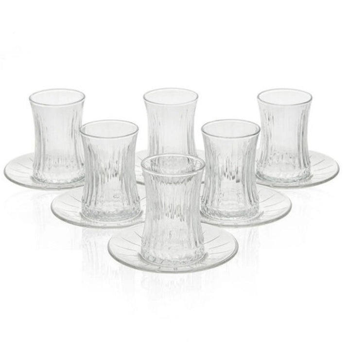 Pasabahce Elysia Tesæt – 12 dele (6 teglas + 6 underkopper) - Løven Home