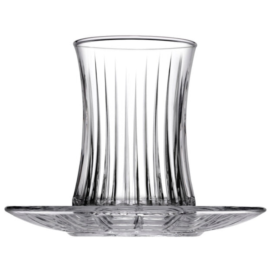 Pasabahce Elysia Tesæt – 12 dele (6 teglas + 6 underkopper) - Løven Home