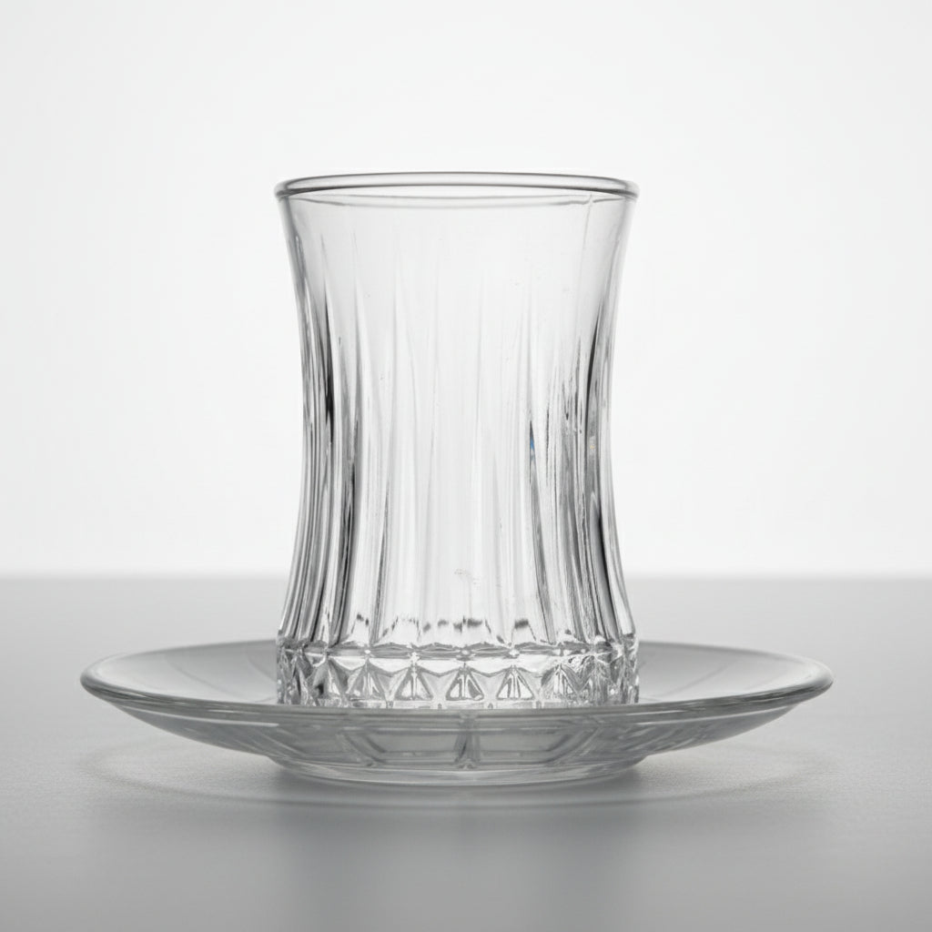 Pasabahce Elysia Tesæt – 12 dele (6 teglas + 6 underkopper) - Løven Home