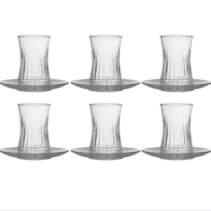 Pasabahce Elysia Tesæt – 12 dele (6 teglas + 6 underkopper) - Løven Home