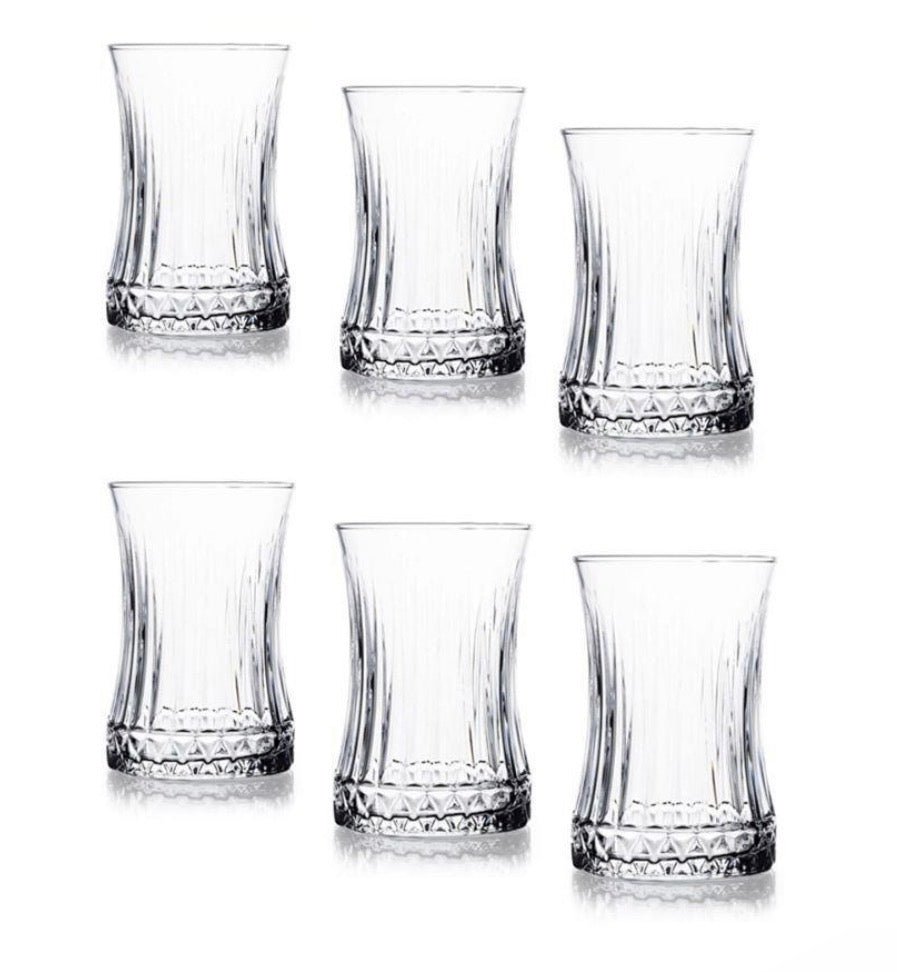 Pasabahce Elysia Tesæt – 12 dele (6 teglas + 6 underkopper) (Kopi) - Løven Home