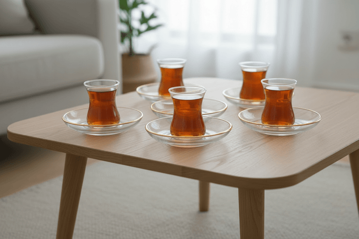 Pasabahce Üsküdar Glasunderkop m/Guldkant – Golden Touch - 10 cm - 6 stk. - Løven Home