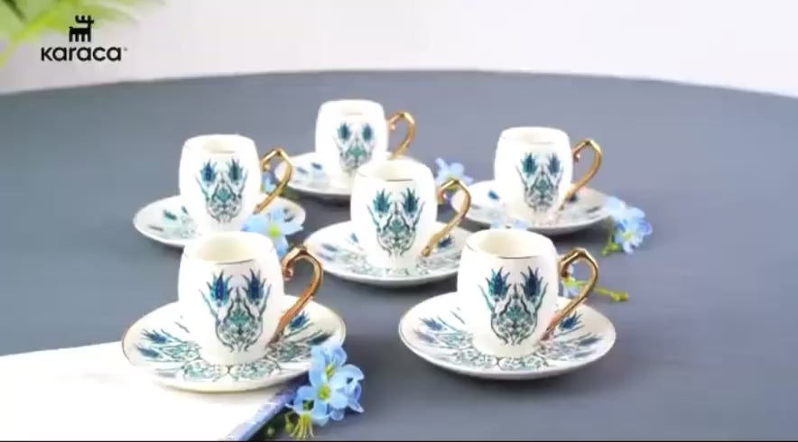 Karaca İznik Espresso Kaffekop­sæt til 6 personer, 80 ml