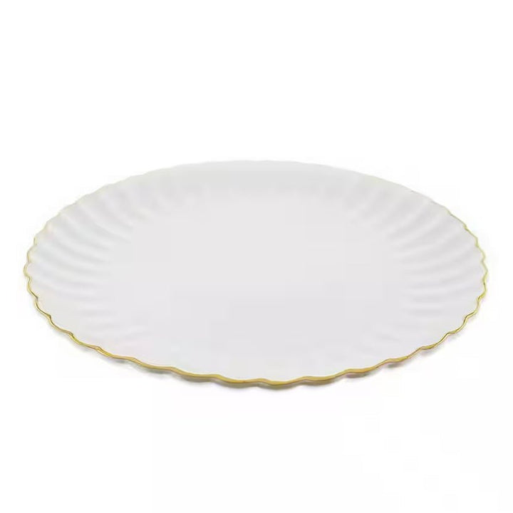Råhvid Porcelænssæt m/Guldkant 6 Pers. 24 Dele - Almina Daisy Golden Line - Løven Home