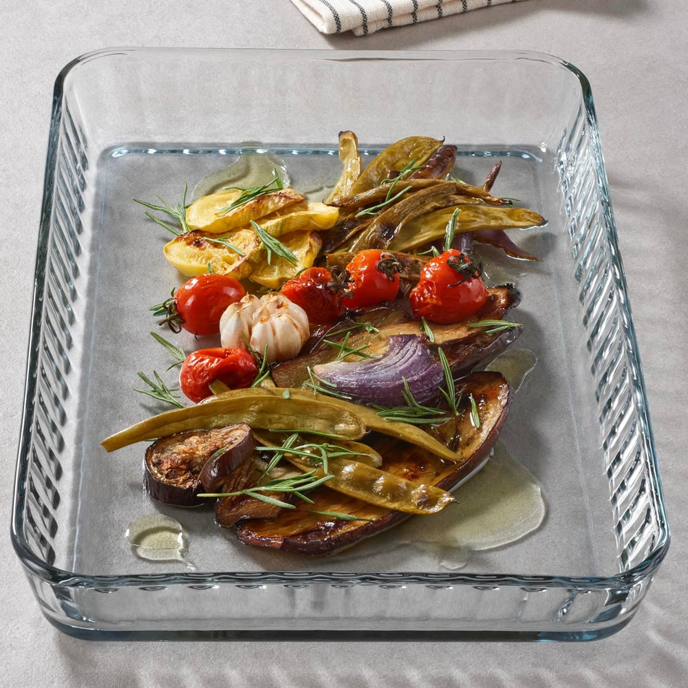 Rektangulær Glasfad Bølget Kant 40x27x5 cm fra Borcam - Løven Home