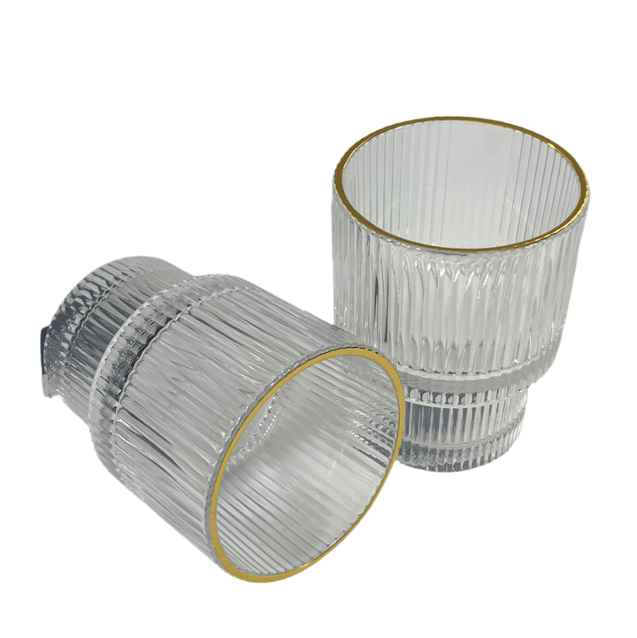 Riflet Drikkeglassæt m/Guldkant 6 stk. 230 ml. - fra Diamonds - Løven Home