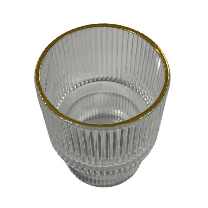 Riflet Drikkeglassæt m/Guldkant 6 stk. 230 ml. - fra Diamonds - Løven Home