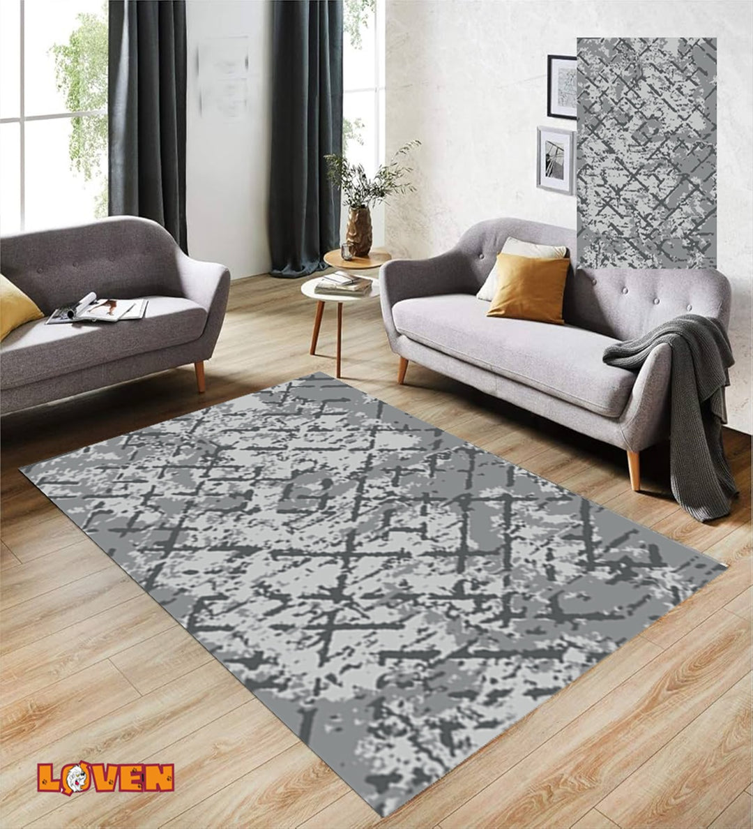 Løven Vaskbart Tæppe - 7 Grå