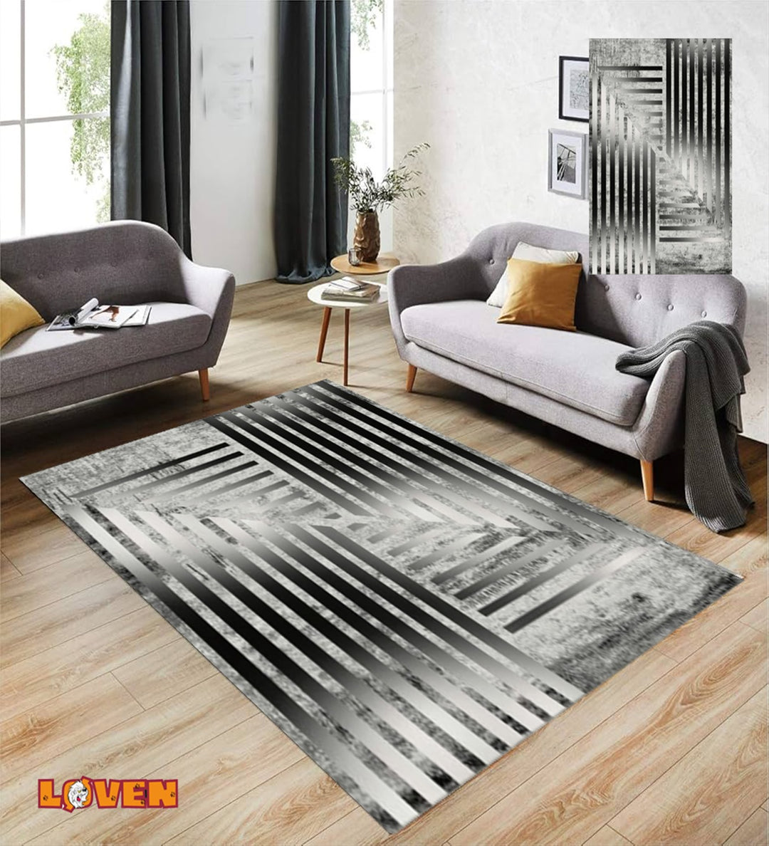 Løven Vaskbart Tæppe - 10 Grå