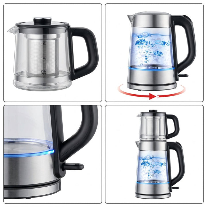 Roland - Elektrisk Glas Temaskine - 1,7 &amp; 1,0 liter - Løven Home