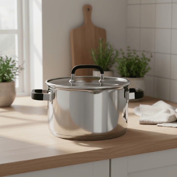 Rustfrit Stål Induktions Gryde m/Silikone Greb 20 cm 3 L. - Løven Home