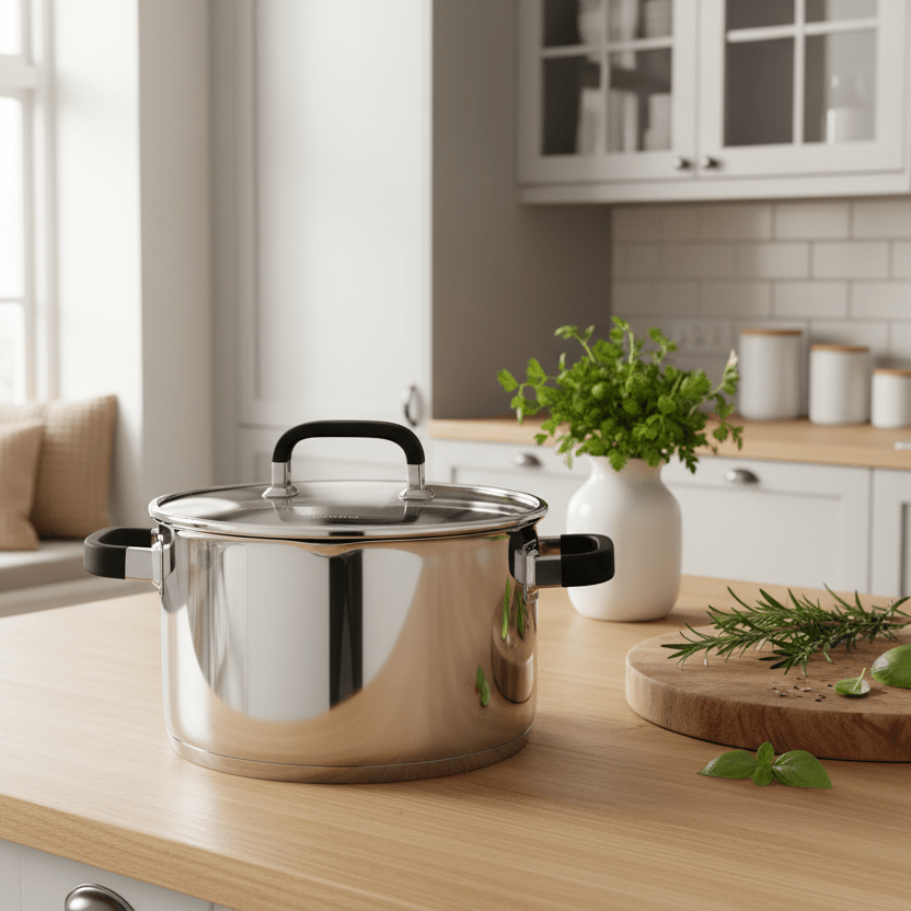 Rustfrit Stål Induktions Gryde m/Silikone Greb 22 cm 4,5 L. - Løven Home