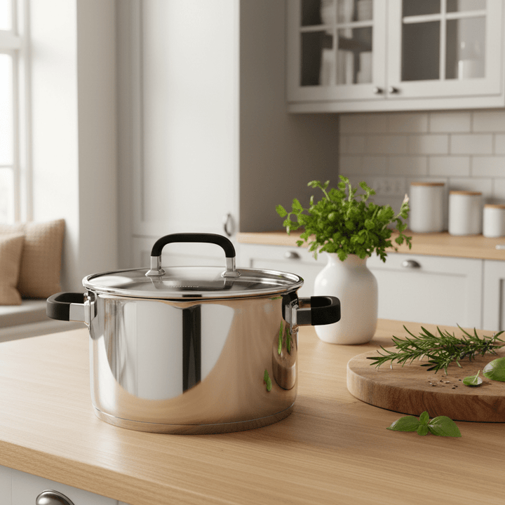 Rustfrit Stål Induktions Gryde m/Silikone Greb 22 cm 4,5 L. - Løven Home