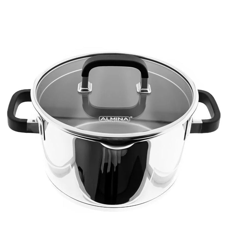 Rustfrit Stål Induktions Gryde m/Silikone Greb 24 cm 6 L. - Almina - Løven Home