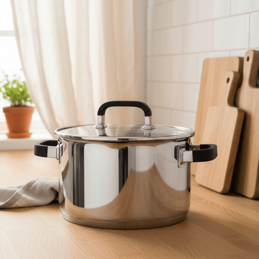 Rustfrit Stål Induktions Gryde m/Silikone Greb 28 cm 9,8 L. - Løven Home