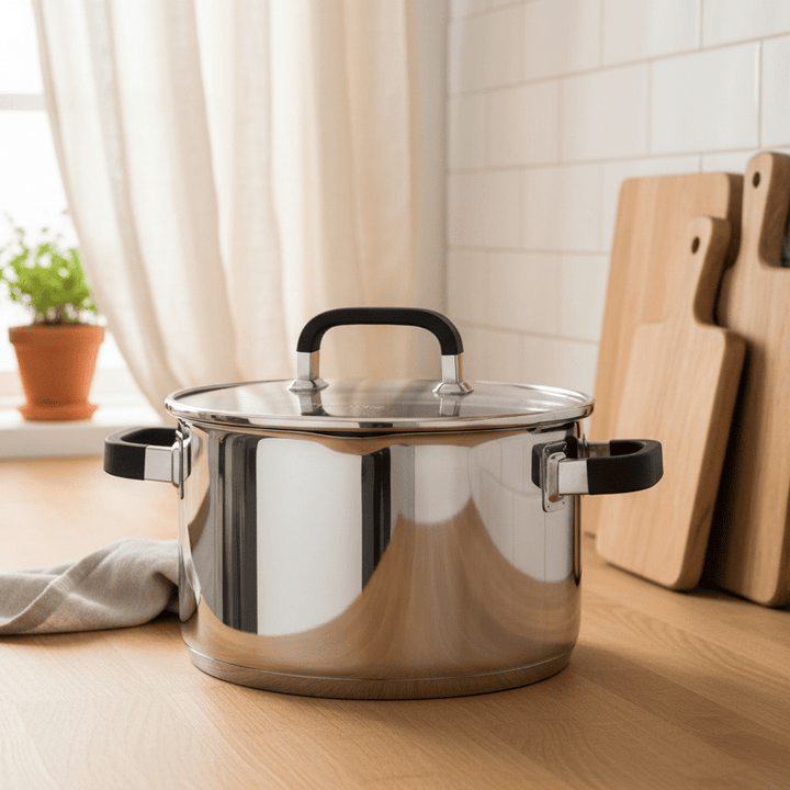 Rustfrit Stål Induktions Gryde m/Silikone Greb 28 cm 9,8 L. - Løven Home