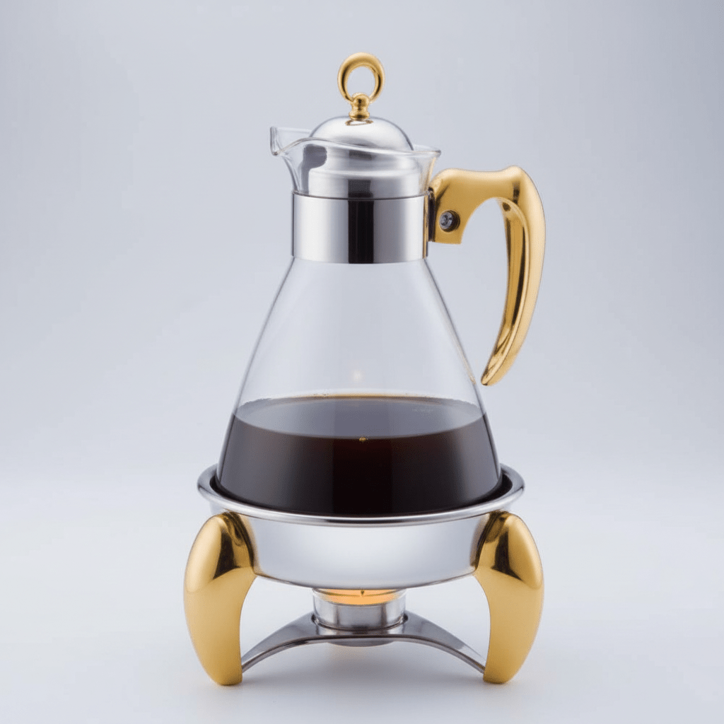 Rustfrit Stål Kaffe - /Te Varmer/Fyrfadesæt 3 Dele | 1,6 L | Sølv/Guld | Rechaud Calef - Løven Home