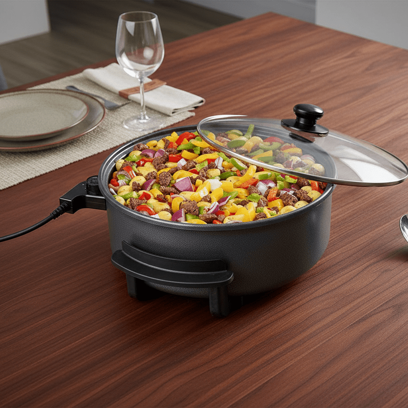 SBS Elektrisk Multifunktionel Pizza/Stegepande 42x13 cm - 13 liter - 1500 W - Løven Home