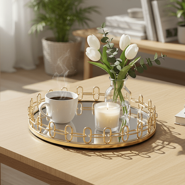 Schäfer Dekorativ bakke Dava – guld, Ø31 cm - Løven Home