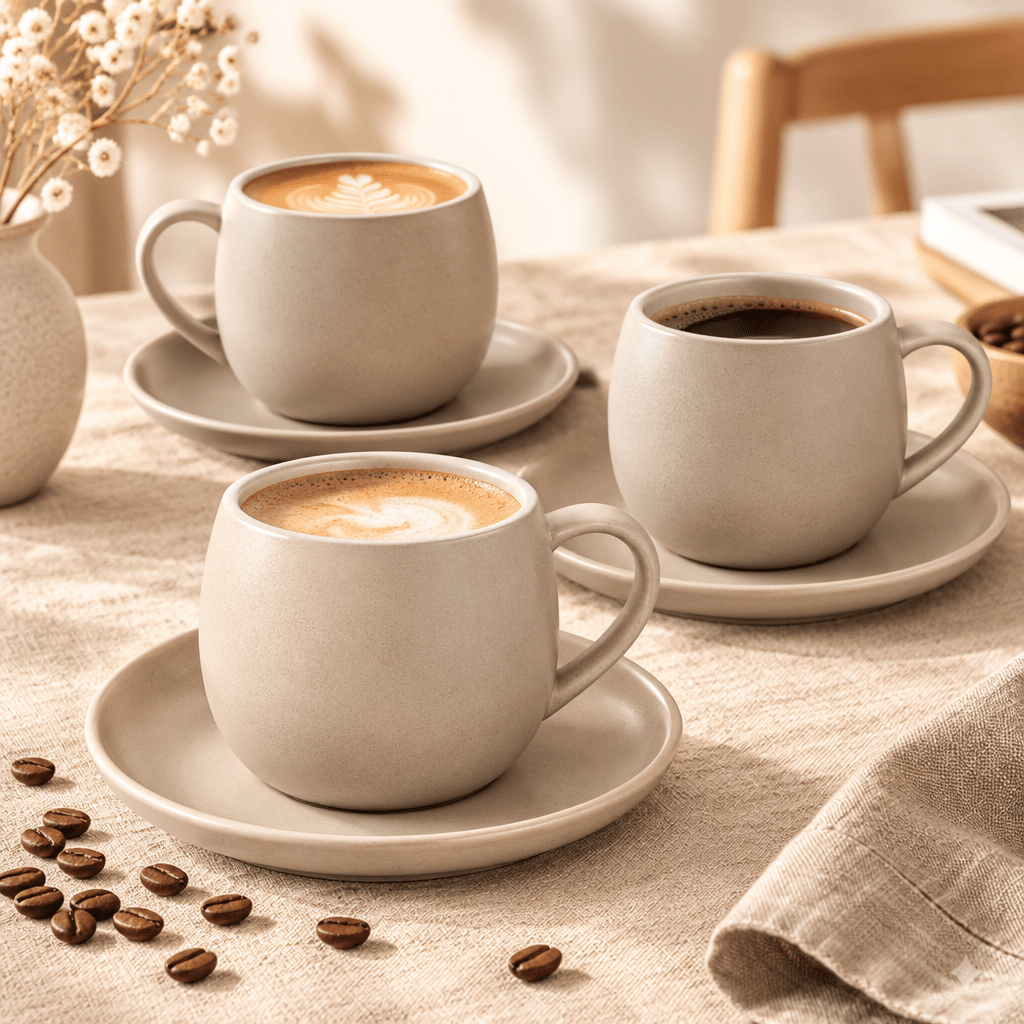 Schäfer - Espresso kopssæt – 6 pers. |12 dele 220 ml | Taupe - Løven Home