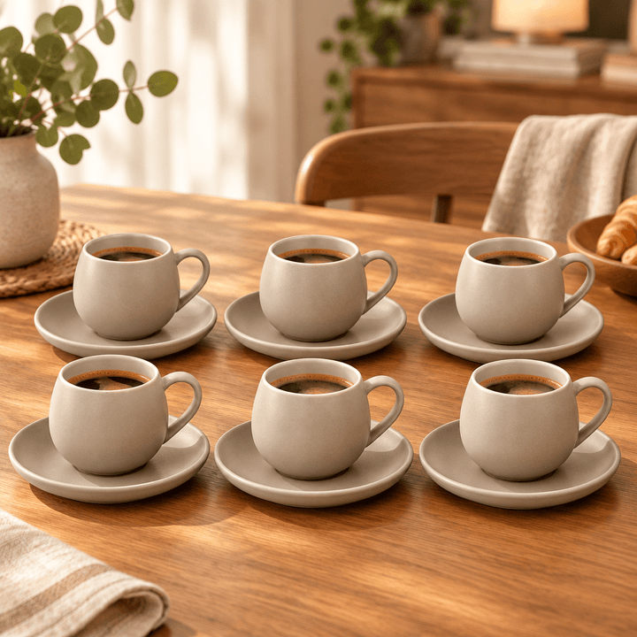 Schäfer - Espresso kopssæt – 6 pers. |12 dele 220 ml | Taupe - Løven Home