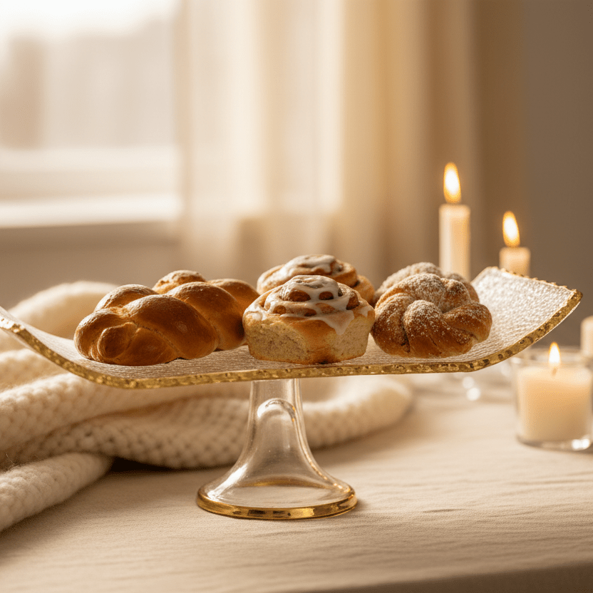 Schäfer Glas Stativ med gylden kant – Ø 32 cm - Løven Home