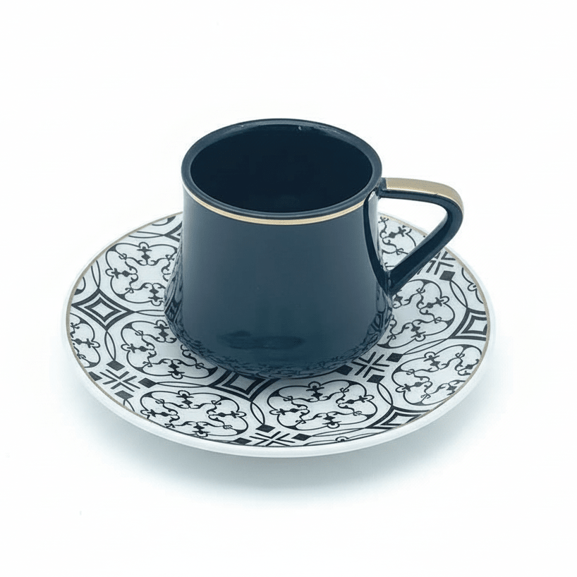 Schäfer Chalisa Kaffesæt 190 ML - SORT/HVID/ROSAGULD - 12 DELE - 6 PERSONER - Løven Home