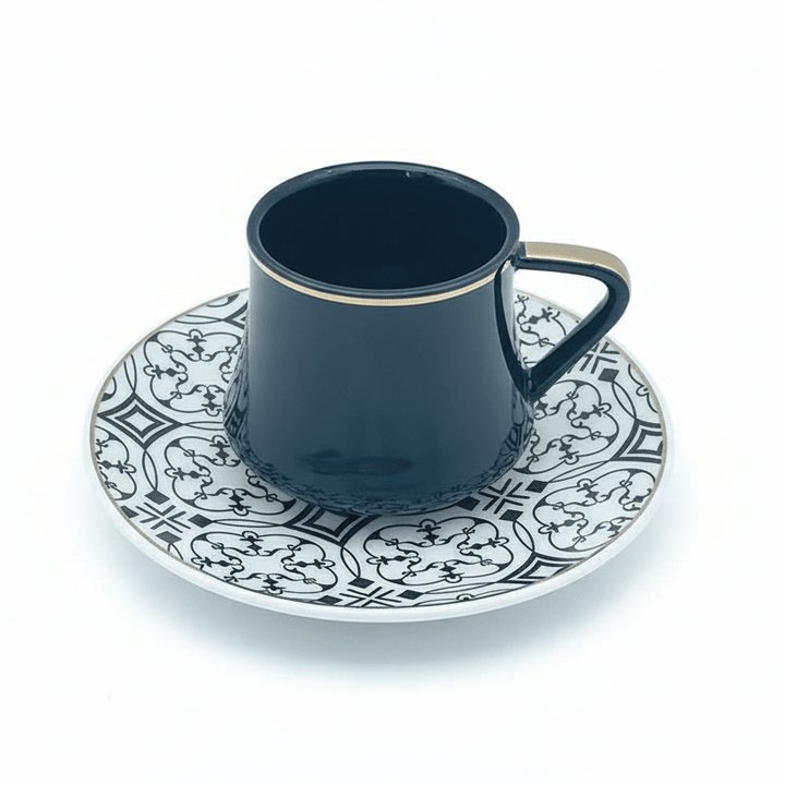 Schäfer Chalisa Kaffesæt 190 ML - SORT/HVID/ROSAGULD - 12 DELE - 6 PERSONER - Løven Home