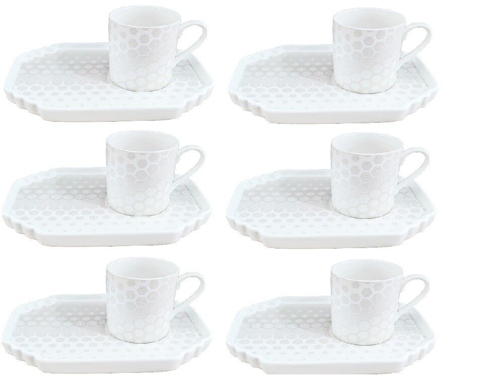 Schäfer Espressosæt 12 Dele – 100 ml - Bikagemønster - Løven Home