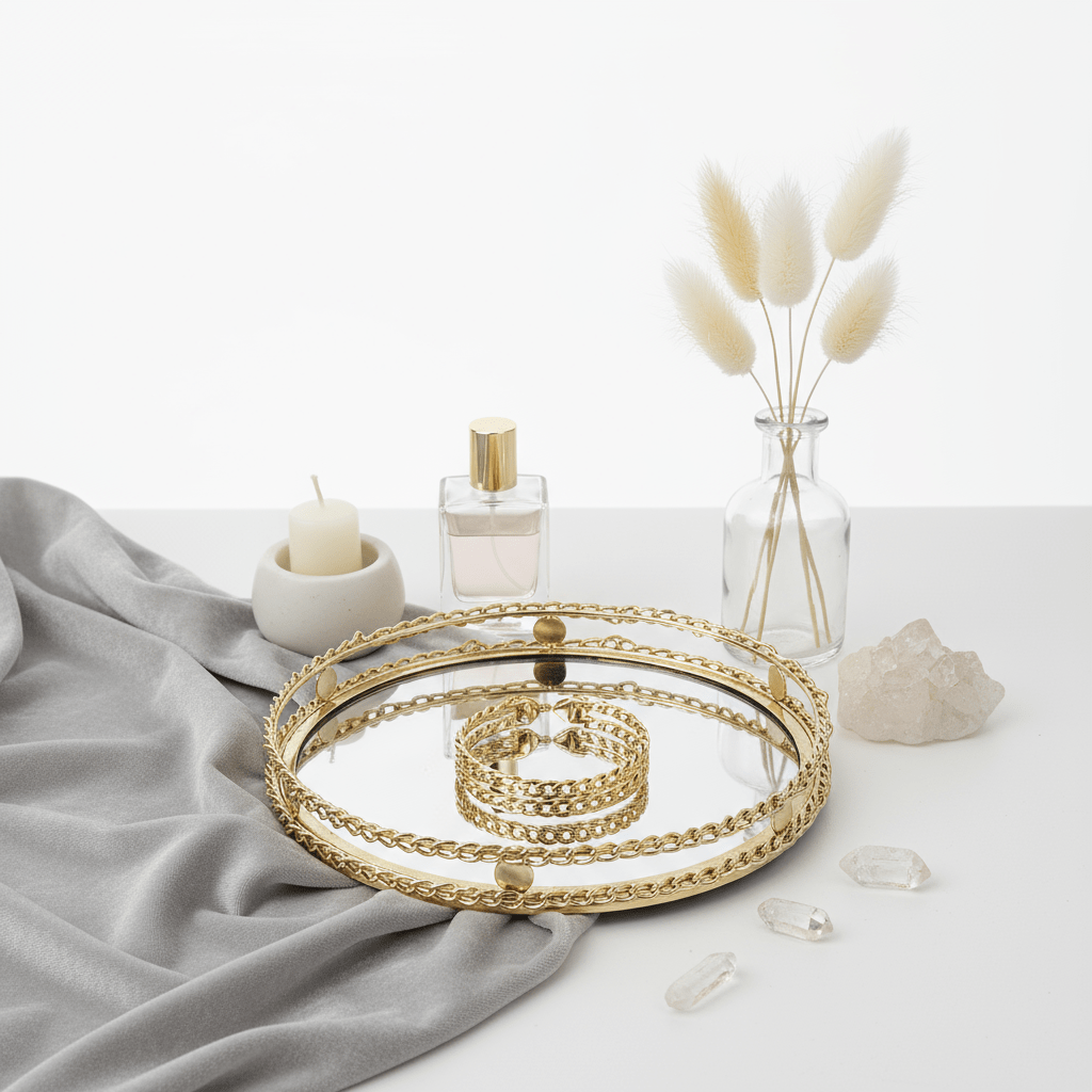 Schäfer Fenya Guld Dekorations Glasfad Rund - 30 cm - Løven Home