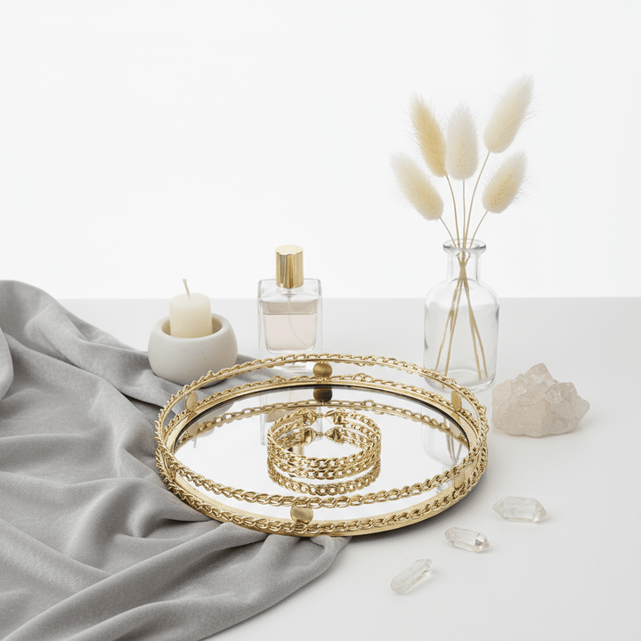 Schäfer Fenya Guld Dekorations Glasfad Rund - 30 cm - Løven Home