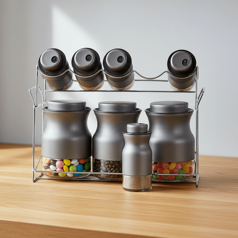 Schäfer krydderihylde – 8 dele inkl. stativ - Antracit - Løven Home