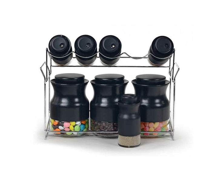 Schäfer krydderihylde – 8 dele inkl. stativ - Sort - Løven Home