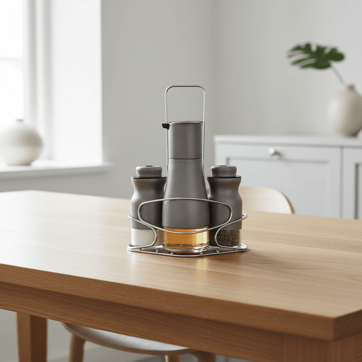 Schäfer Krydderisæt – 4 - delt menage med holder - Antracit - Løven Home