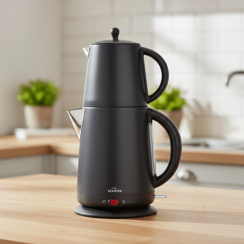 Schäfer Lina 2 - i - 1 Elektrisk Te - & Vandkedel – Rustfrit Stål (2200W) - Løven Home