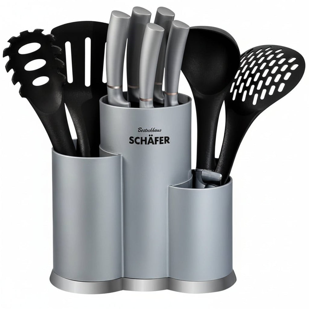 SCHÄFER Metallic Silver - 10 - delt Kniv - og Køkkenredskabssæt - Løven Home