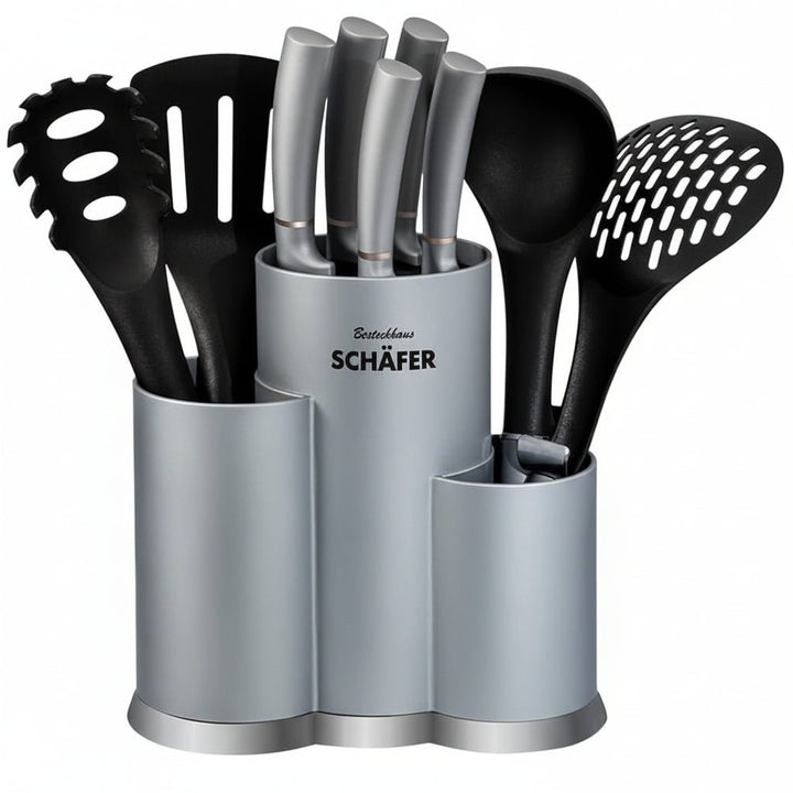 SCHÄFER Metallic Silver - 10 - delt Kniv - og Køkkenredskabssæt - Løven Home