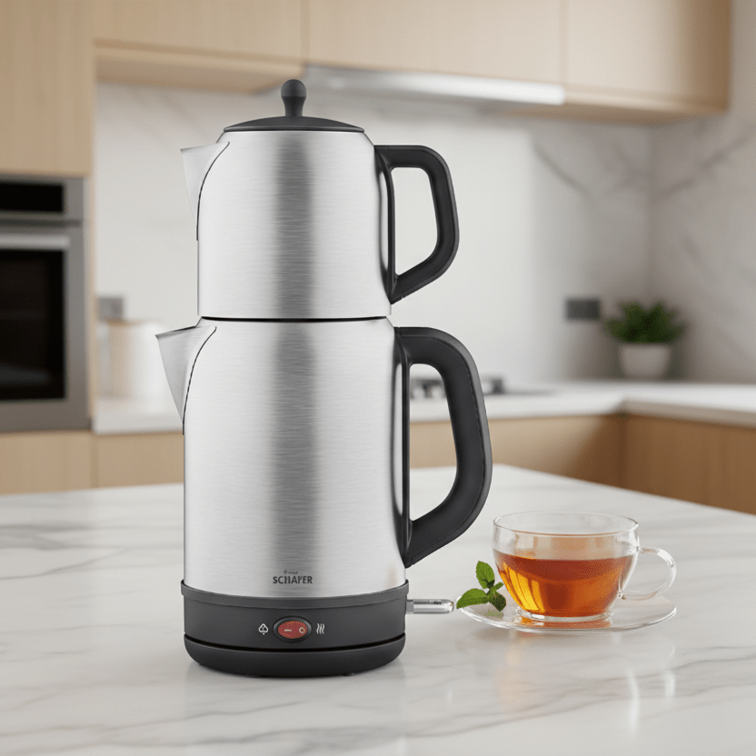 Schäfer Mila 2 - i - 1 Elektrisk Tekedel (1 L) & Vandkoger (1,7 L) – Rustfrit Stål (2200W) - Sølv - Løven Home