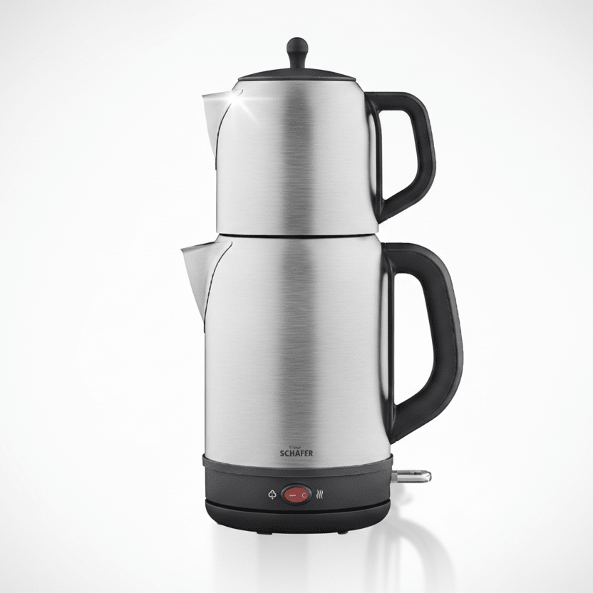 Schäfer Mila 2 - i - 1 Elektrisk Tekedel (1 L) & Vandkoger (1,7 L) – Rustfrit Stål (2200W) - Sølv - Løven Home