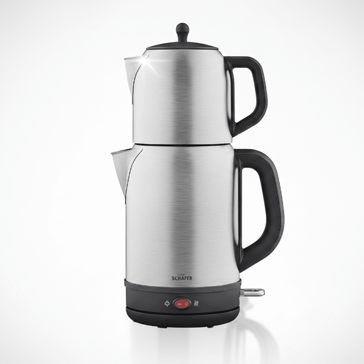 Schäfer Mila 2 - i - 1 Elektrisk Tekedel (1 L) & Vandkoger (1,7 L) – Rustfrit Stål (2200W) - Sølv - Løven Home