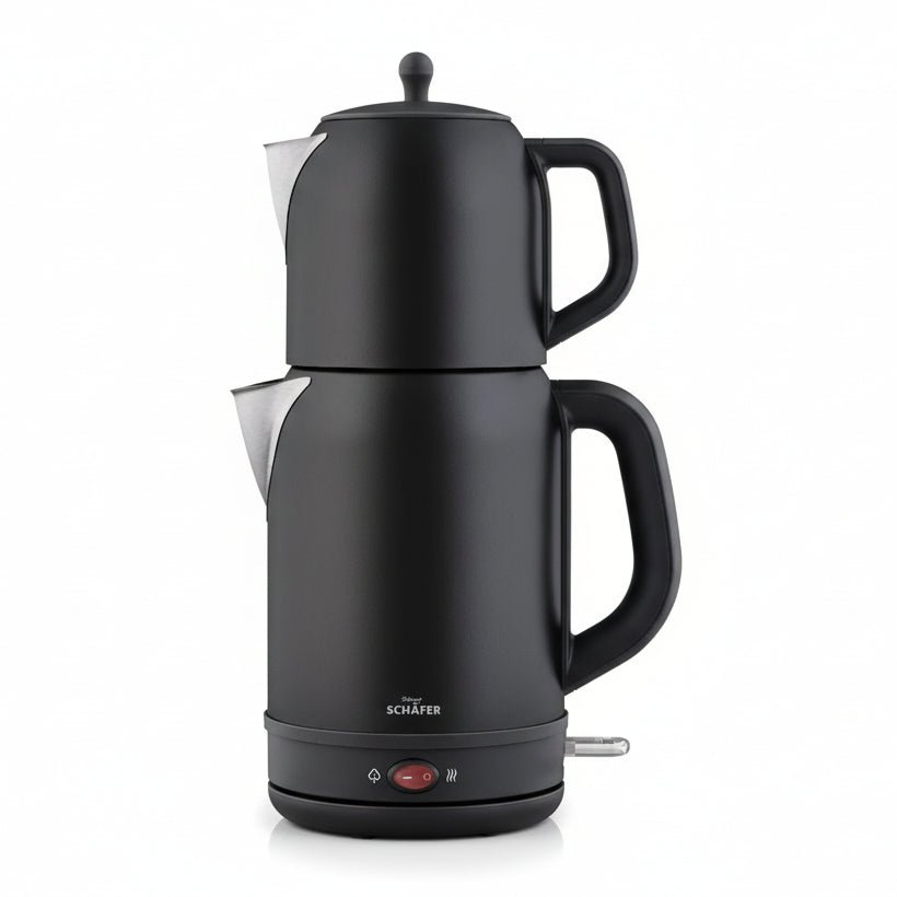 Schäfer Mila 2 - i - 1 Elektrisk Tekedel (1 L) & Vandkoger (1,7 L) – Rustfrit Stål (2200W) - Sort - Løven Home