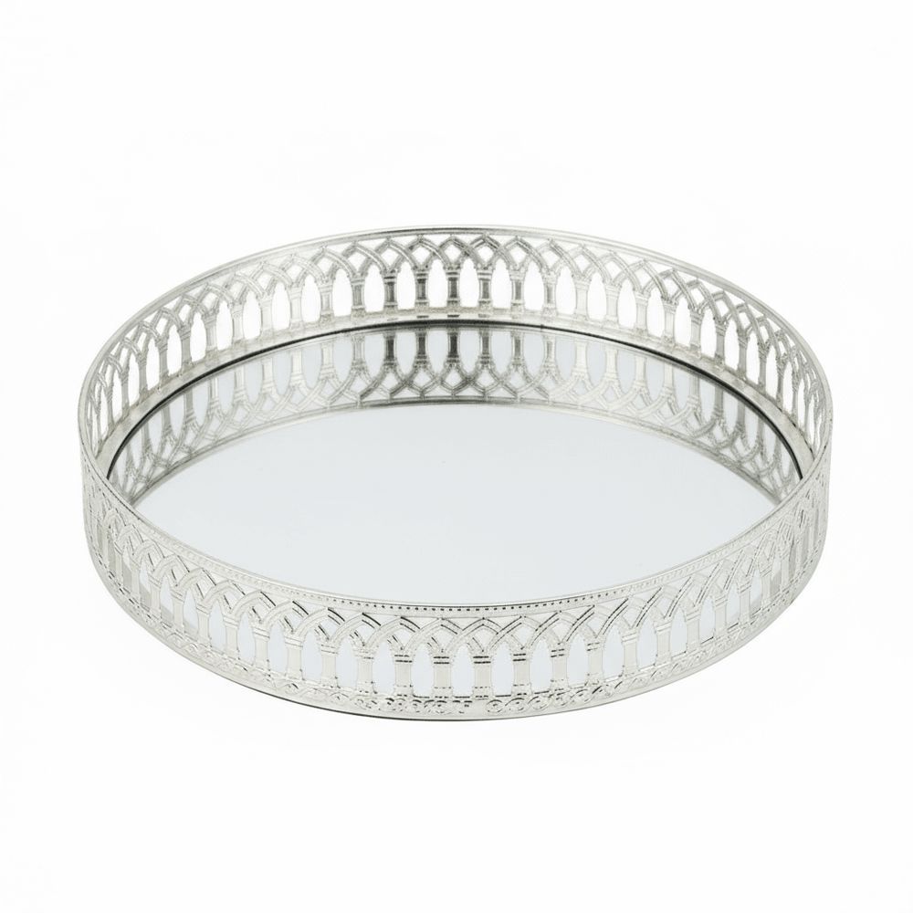 Schäfer Nisa Dekorativ Spejlbakke/Glasfad | Sølv | 35 cm - Løven Home