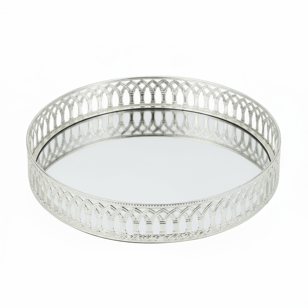 Schäfer Nisa Dekorativ Spejlbakke/Glasfad | Sølv | 35 cm - Løven Home