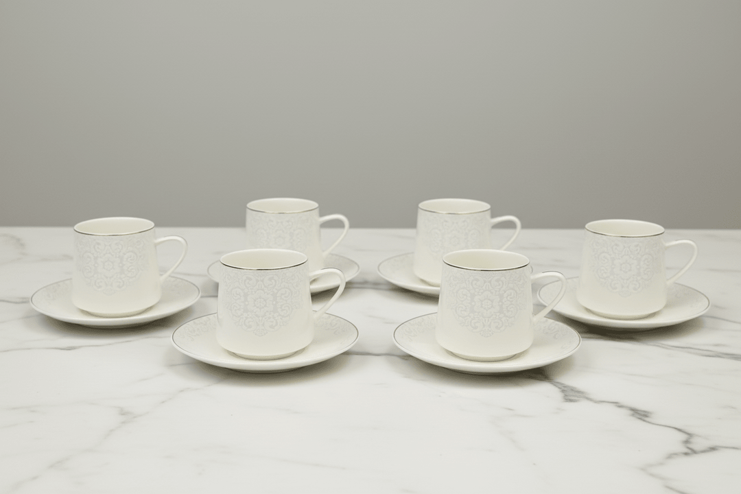 Schäfer Porcelæn Kaffesæt Mønstret m/Gulddetaljer (12 Dele) - Løven Home