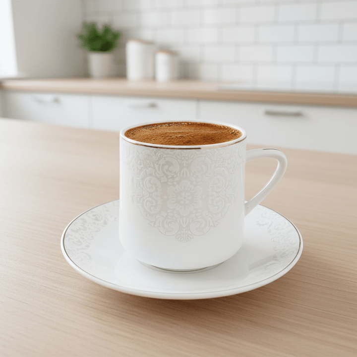 Schäfer Porcelæn Kaffesæt Mønstret m/Gulddetaljer (12 Dele) - Løven Home